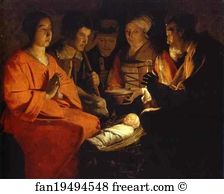 C 1640s Oil On Canvas Louvre Art Print - The Adoration Of The Shepherds