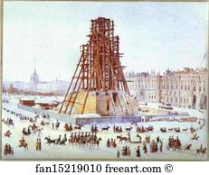 Grigory Gagarin Art Print - The Alexander Column In Scaffolding