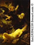 Abraham And Angels Art Print - The Angel Stopping Abraham From Sacrificing Isaac To God