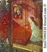 1862 Gouache Private Collection Art Print - The Annunciation. The Flower Of God