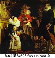 1621 Oil On Canvas Museo Del Prado Art Print - The Artist And His Family In A Garden