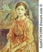 The Artists Daughter Art Print - The Artist's Daughter With A Parakeet