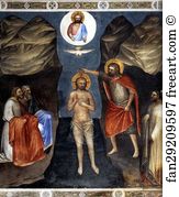 C 1375 76 Fresco Baptistery Art Print - The Baptism Of Christ