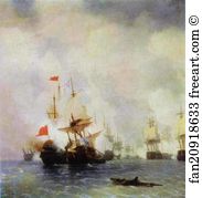 1848 Oil On Canvas The Aivazovsky Art Gallery Art Print - The Battle In The Chios Channel