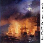 1848 Oil On Canvas The Aivazovsky Art Gallery Art Print - The Battle Of Chesme