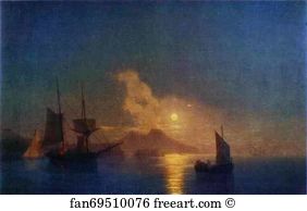 Feodosia Art Print - The Bay Of Naples By Moonlight