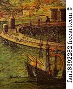 1556 Art Print - The Bay Of Naples. Detail