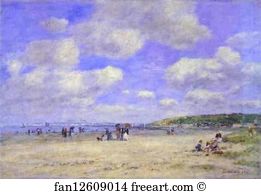 Eugène Louis Boudin Art Print - The Beach At Tourgéville-Les-Sablons