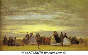 Eugène Louis Boudin Art Print - The Beach At Villerville