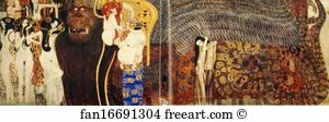 1902 The Österreichische Galerie Belvedere Art Print - The Beethoven Frieze: The Hostile Powers (Far Wall)