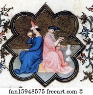 Duke De Berry January Art Print - The Belles Heures Of Jean De France, Duke De Berry. January. Detail