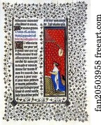 Duke De Berry Page With Jean De Berry Praying Art Print - The Belles Heures Of Jean De France, Duke De Berry. Page With Jean De Berry Praying