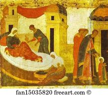 Dionisii Dionysius Art Print - The Birth Of Elevfery-Alexius. Border Scene Of St. Alexius, Metropolitan Of Moscow, With Scenes From His Life