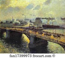 Foggy Art Print - The Boieldiieu Bridge At Rouen, Setting Sun, Foggy Weather