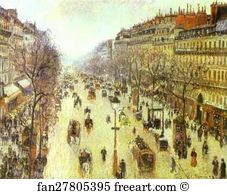 Cloudy Art Print - The Boulevard Montmartre On A Cloudy Morning