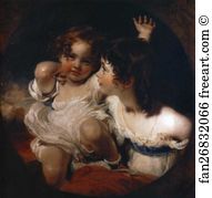 1818 1906 And Laura Anne Calmady Art Print - The Calmady Children. (Emily Calmady, 1818-1906 And Laura Anne Calmady, 1820-94)