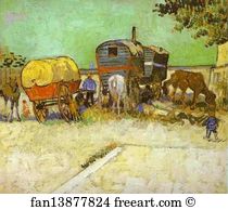 France Art Print - The Caravans, Gypsy Camp Near Arles