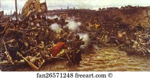 1895 Oil On Canvas The Russian Museum Art Print - The Conquest Of Siberia By Yermak