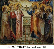 Detail Angels And Saints Art Print - The Coronation Of The Virgin Among Saints And Angels. Detail