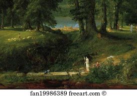 Pastoral Art Print - The Course Of Empire: The Arcadian Or Pastoral State. Detail