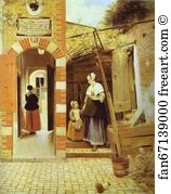 Delft Art Print - The Courtyard Of A House In Delft