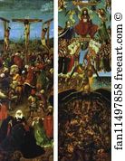 Tempera Art Print - The Crucifixion. The Last Judgment