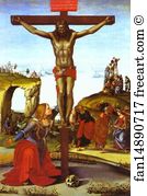 1495 1500 Oil On Canvas Art Print - The Crucifixion With St. Mary Magdalen
