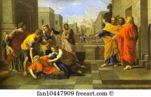 Nicolas Poussin Art Print - The Death Of Sapphira