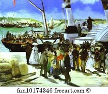 On The Boat Art Print - The Depature Of The Folkestone Boat