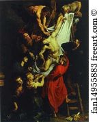 1611 1614 Oil On Panel Cathedral Art Print - The Descent From The Cross (Central Part Of The Triptych)