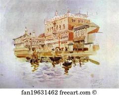 1900 Watercolor On Paper Private Collection Art Print - The Dodges' Palace. Venice