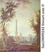 1798 Gouache On Paper The Russian Museum Art Print - The Eagle Column At Gatchina