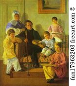 Evgraf Krendovsky Art Print - The Family Portrait Of A. Bashilov With His And Count De Balman's Children