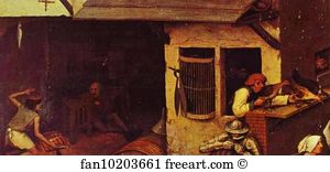 Flemish Art Print - The Flemish Proverbs. Detail
