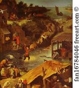 Flemish Art Print - The Flemish Proverbs. Detail