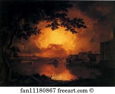213 Art Print - The Girandola, Or Grand Fire Work At The Castle Of St. Angelo In Rome