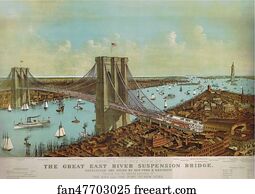 Suspension Bridge Art Print - The Great East River Suspension Bridge (Brooklyn Bridge)