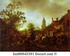 Isaack Van Ostade Art Print - The Halt At The Inn