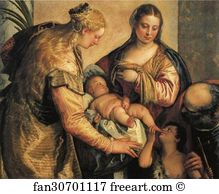 The Holy Family With St John The Baptist Art Print - The Holy Family With St. Barbara And The Young St. John The Baptist