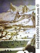 The Hunters In The Snow January Detail Art Print - The Hunters In The Snow (January). Detail