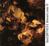 Strangled Art Print - The Infant Hercules Strangling Serpents In His Crade