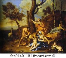 Goats Art Print - The Infant Jupiter Nurtured By The Goat Amalthea