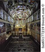 Interior Art Print - The Interior Of The Sistine Chapel Showing The Ceiling Fresco