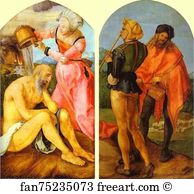 Job And His Wife Art Print - The Jabach Altarpiece. Job Castigated By His Wife. Piper And Drummer