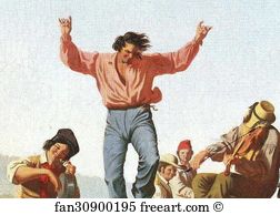 Flatboatmen Art Print - The Jolly Flatboatmen. Detail