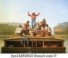 Flatboatmen Art Print - The Jolly Flatboatmen