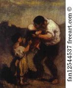 Honoré Daumier Art Print - The Kiss