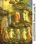 The Last Judgement Detail The Blessed Art Print - The Last Judgement. Detail: The Blessed