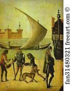 Arrival Art Print - The Legend Of St. Ursula: The Arrival Of The English Ambassadors. Detail