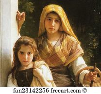 The Little Beggar Girls Art Print - The Little Beggar Girls. Detail
